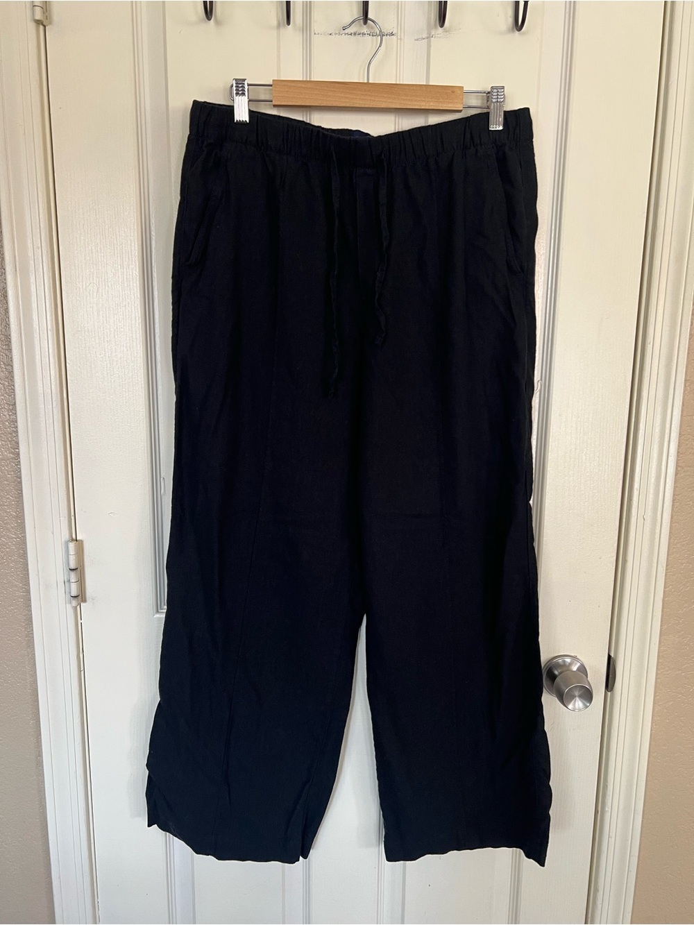 Gap Linen Blend Black Wide Leg Pants Utility L